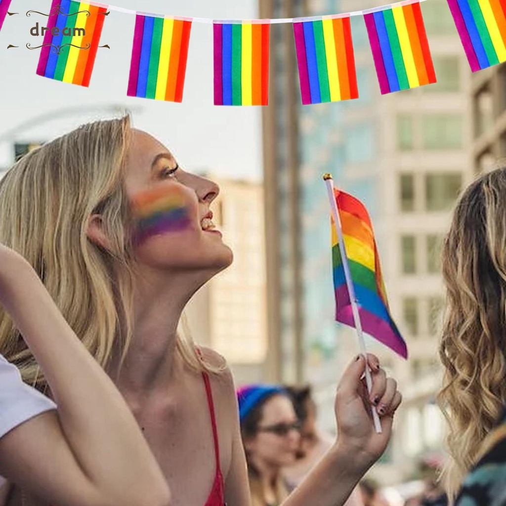 【DREAMLIFE】Banners For LGBT Indoor/Outdoor Polyester Pride Banner String Flag 20 Flags