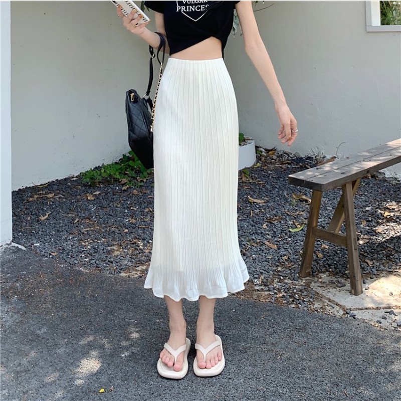 Chân Váy Chiffon Chữ A Lưng Cao Xếp Ly Màu Sắc Đơn Giản Thời Trang Mùa Hè Cho Nữ