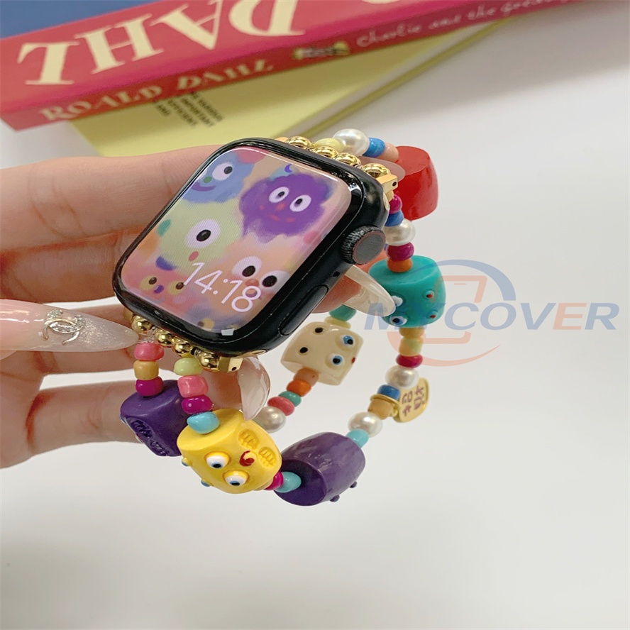 Dây Đeo Chuỗi Hạt Màu Cầu Vồng Dễ Thương Cho Đồng Hồ Thông Minh Apple Watch Series 8 Ultra Pro 7 6 SE 5 4 3 2 1 49mm 41mm 45mm 44mm 42mm 40mm 38mm