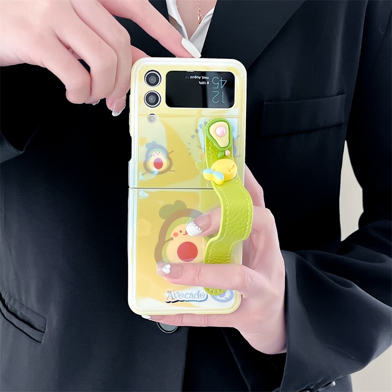 Ốp Điện Thoại Họa Tiết Trái Bơ Có Dây Đeo Tay Cho Samsung Galaxy Z Flip 3 Flip4
