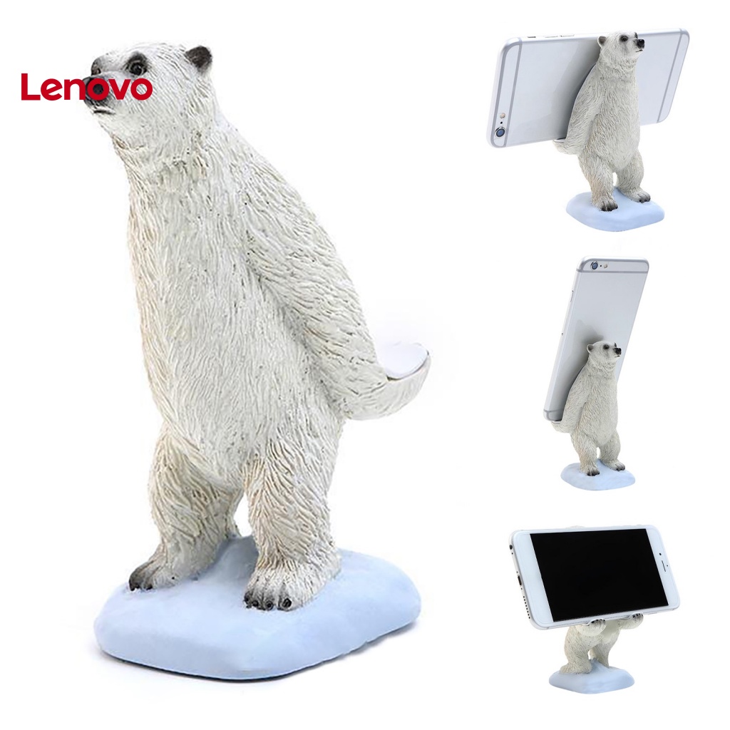 Giá Đỡ Điện Thoại Bằng Nhựa Resin Hình Gấu Bắc Cực Và Hoa Hướng Dương