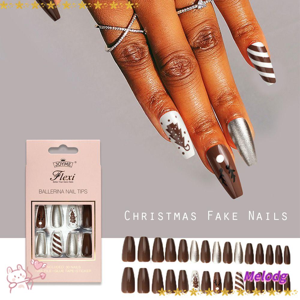 MELODG Bộ 30 Móng Tay Giả Che Phủ Toàn Diện Kèm 30 Móng Tay Giả