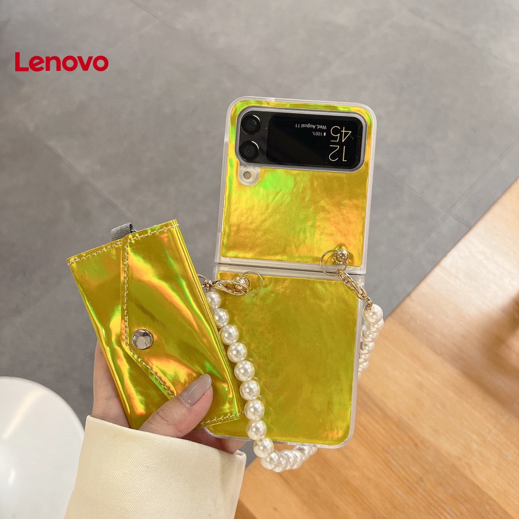 Ốp Điện Thoại Nắp Gập Có Ngăn Đựng Thẻ &amp; Dây Đeo Giả Ngọc Trai &amp; Hoa Hướng Dương 1 Bộ Cho Samsung Galaxy Z Flip 4