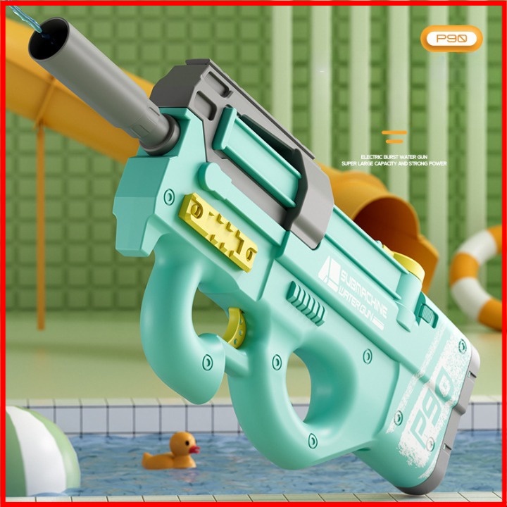 Súng Phun Nước Tự Động Đồ Chơi, Súng Bắn Nước AUG Và P90 Chạy Pin Sạc, Lắp Thêm Được Chai Lavie 1.5L