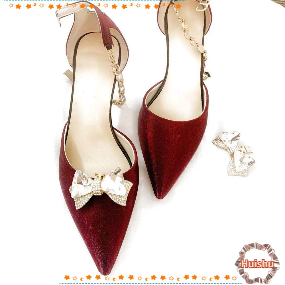 1 Khóa Cài Hình Nơ Đính Đá Pha Lê Lấp Lánh Trang Sức Giày Cao Gót