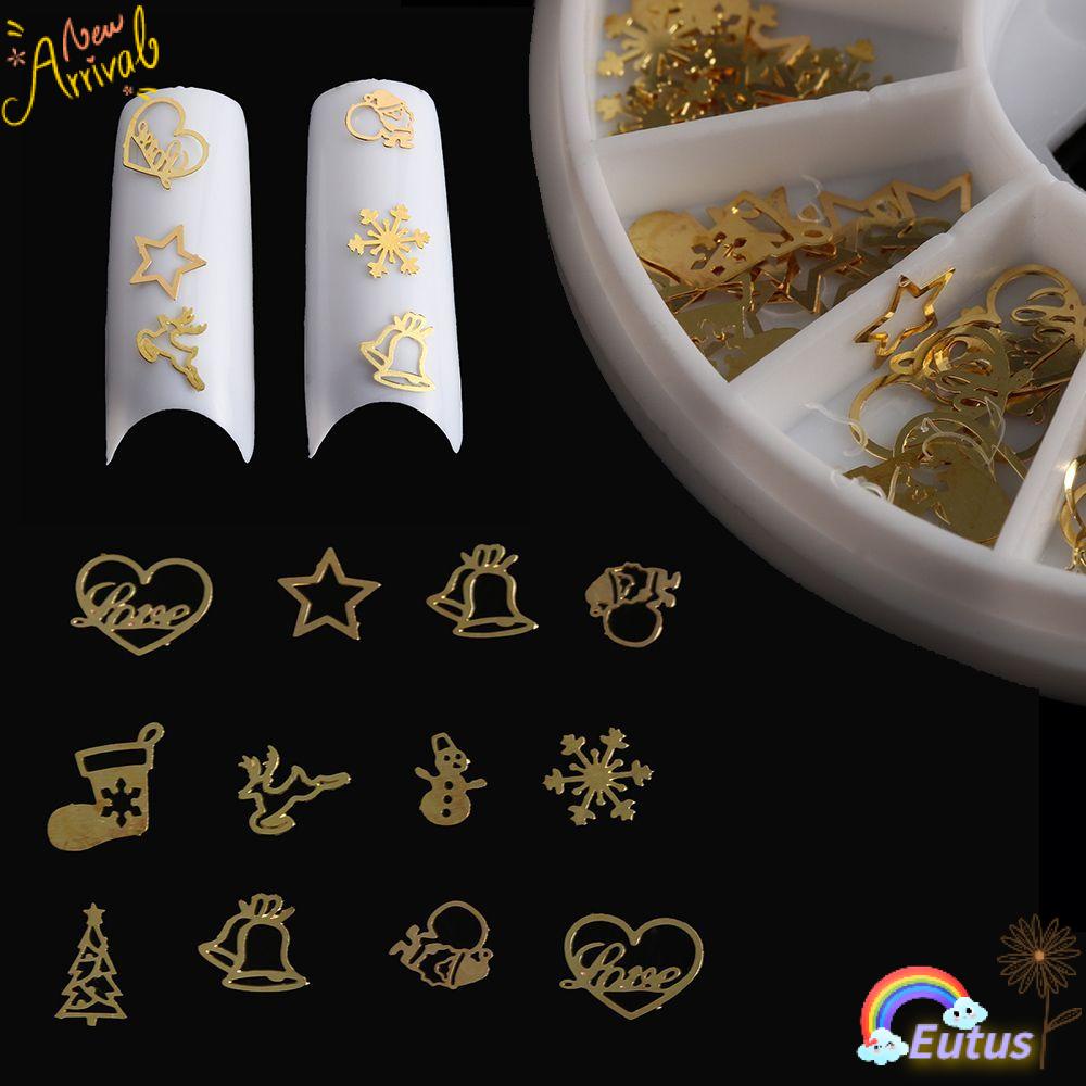 EUCA Hộp 120 Hạt Kim Sa Hoa 3D Tự Trang Trí Móng Tay