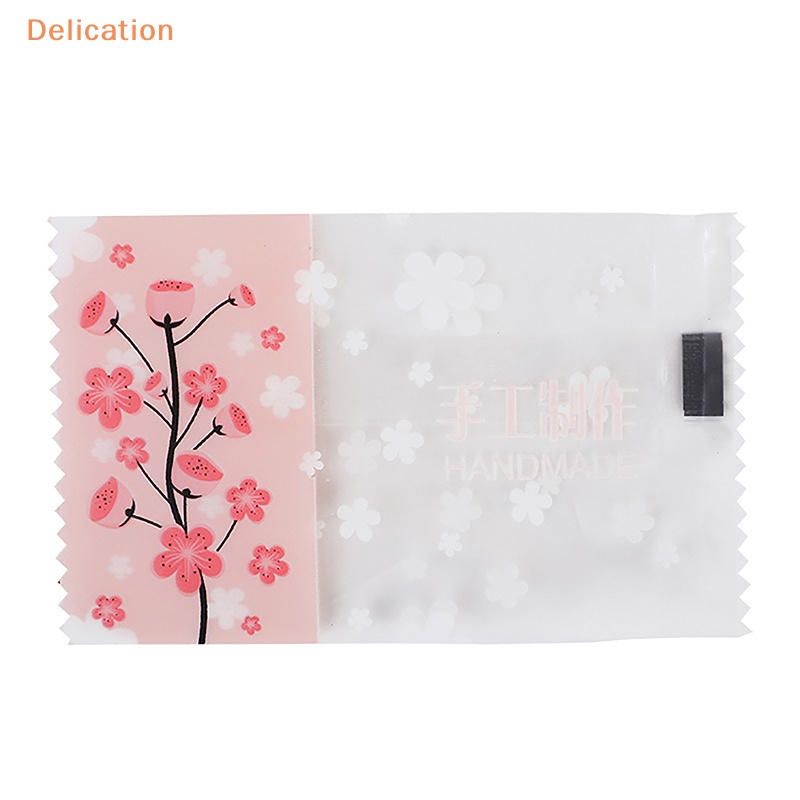 Set 100 / 200 Túi Đựng Bánh Quy / Kem Nền DIY Hình Hoa Anh Đào
