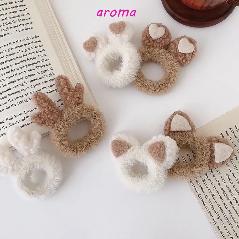 AROMA Dây Buộc Tóc Tai Mèo Lông Nhung Mềm Mại Dễ Thương Xinh Xắn