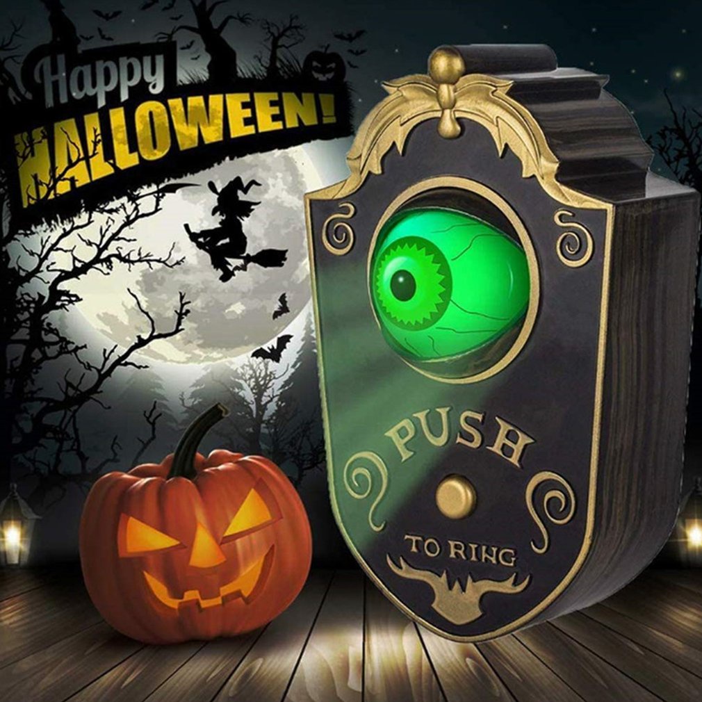=Christmas=Eyeball Doorbell Halloween Decoration Tricky Props Glowing Eyeball Doorbells