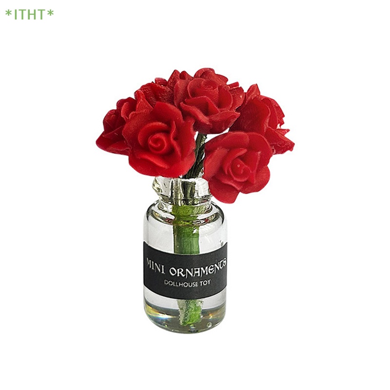 1 Đồ trang trí Chậu Cây Xanh Mini Bằng Thủy Tinh Dùng Trang Trí Nhà Búp Bê / Tỷ Lệ 1: 12 Mới