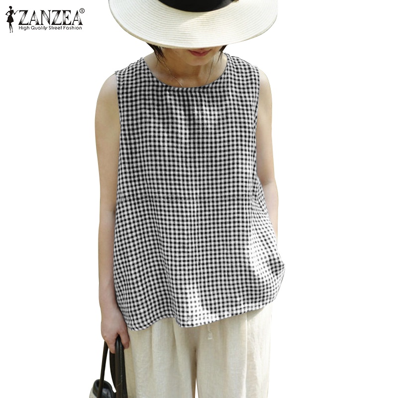 Zanzea Áo Nữ Không Tay Cổ Tròn Thời Trang Hàn Quốc