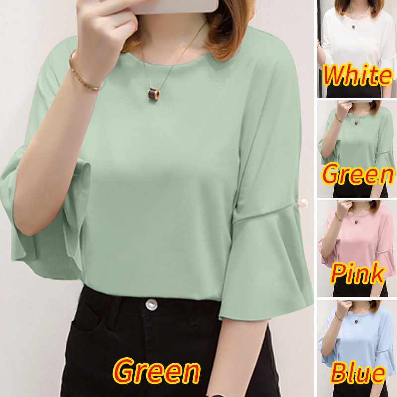 Zanzea Áo Kiểu Tay Lỡ Cổ Tròn Phong Cách Hàn Quốc Dành Cho Nữ