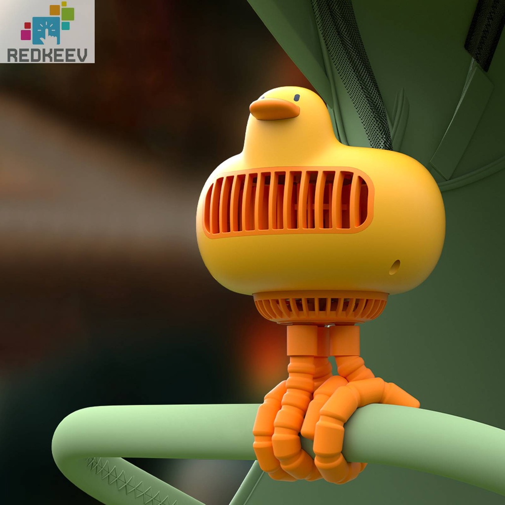 Quạt Điện Lắc Tự Động 3 Bánh Răng Sạc USB Hình Bạch Tuộc