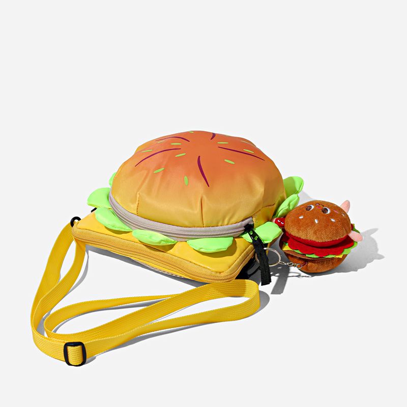 Ba Lô Đi Học Hình Bánh Hamburger Bằng Nhung Dễ Thương Xinh Xắn