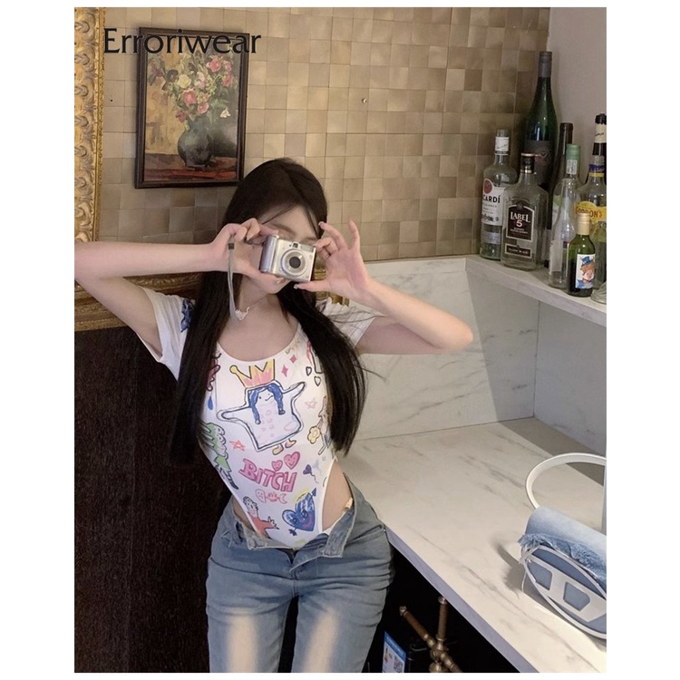 Áo Liền Quần Ngắn Tay Có Đệm Ngực In Họa Tiết Hoạt Hình Graffiti Mẫu 2023 Thời Trang Cho Nữ | BigBuy360 - bigbuy360.vn