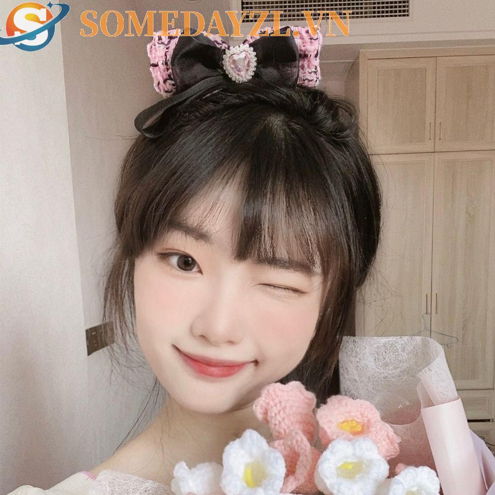 SOMEDAYZL Dây Cột Tóc Co Giãn Đính Nơ Ruy Băng Thời Trang Cho Nữ Y2K