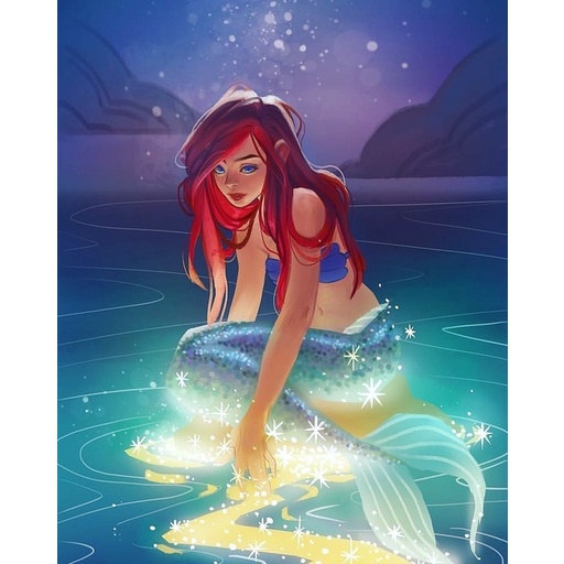 Bộ Tranh Đính Đá Toàn Diện Hình Công Chúa Tiên Cá | Tranh Đính Đá Tự Làm Hình Nàng Tiên Cá Nhỏ