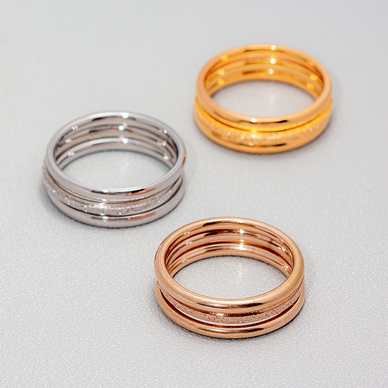 Bộ 3 Nhẫn Thép Titan Phong Cách Đơn Giản Mới Cho Nữ