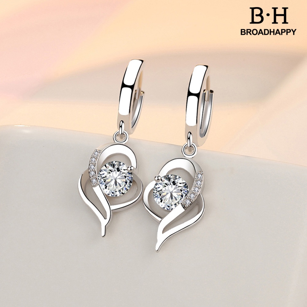 Bông Tai Hình Trái Tim Đính Đá Thời Trang Dành Cho Nữ