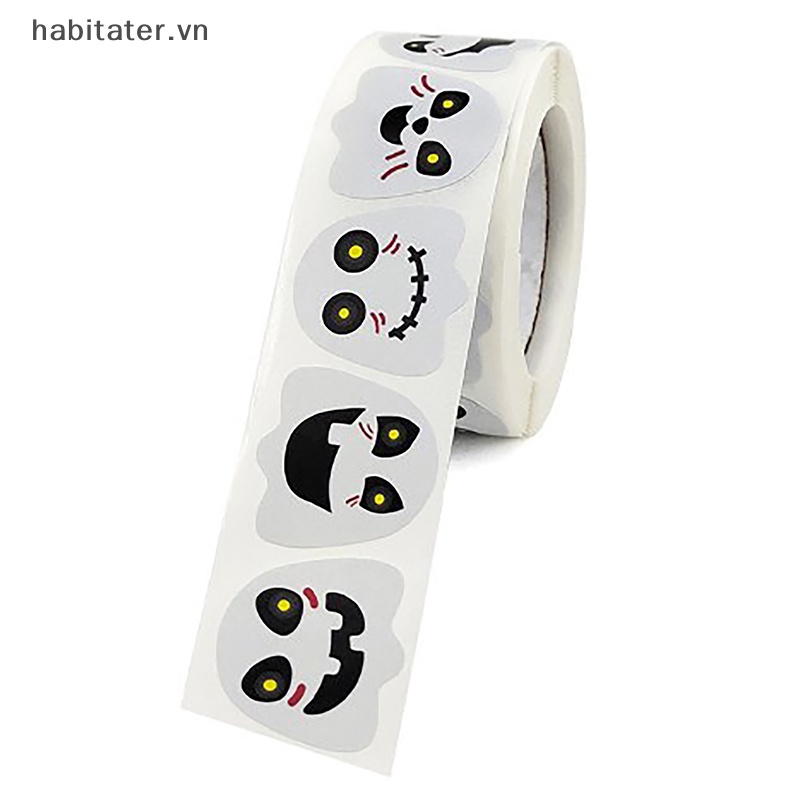 Set 500 Miếng Dán Trang Trí Túi Quà Họa Tiết Halloween 1inch