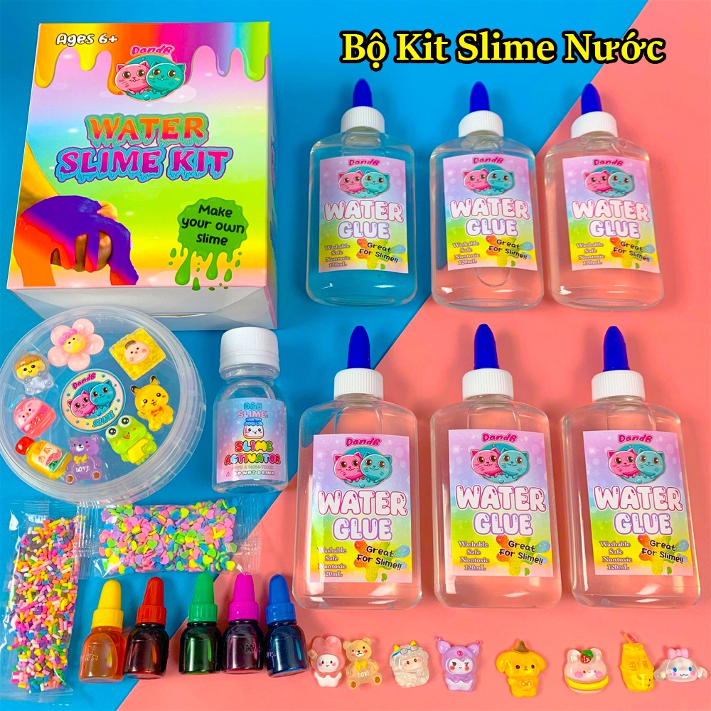 Bộ Kit Làm Slime Nước (Water Slime Kit) 11 Món Đầy Đủ Màu Tự Chọn - Nguyên Liệu Làm Slime Trending  
