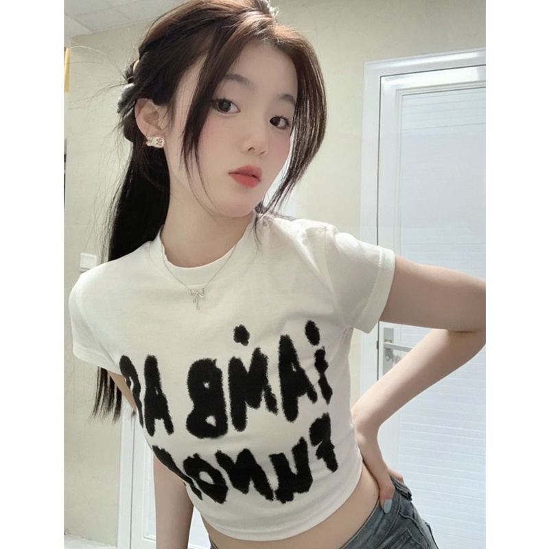 Áo Thun Nữ Ngắn Tay In Chữ Phong Cách Mới