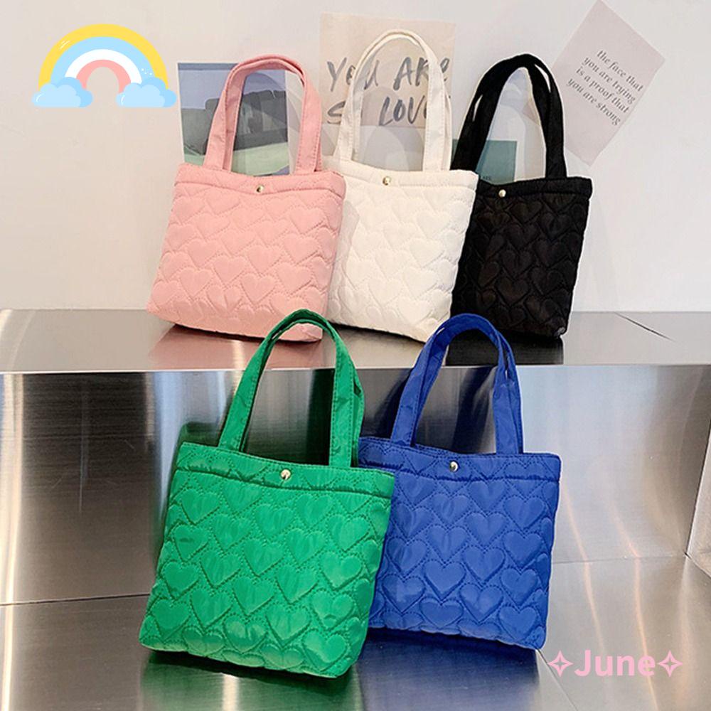 JUNE Túi Tote Có Đệm Cotton Màu Trơn Sức Chứa Lớn Hợp Thời Trang Cho Nữ