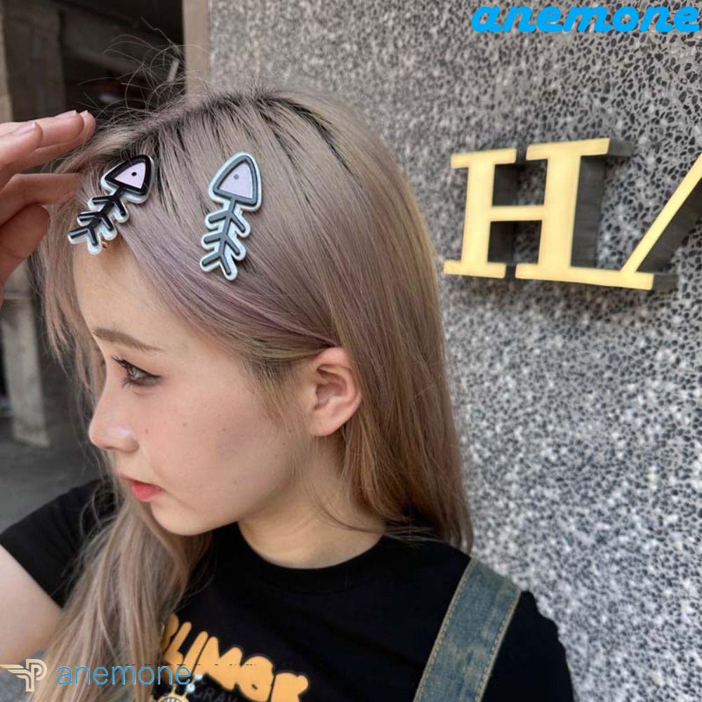 ANEMONE Kẹp Tóc Hình Xương Cá Ngộ Nghĩnh Y2K