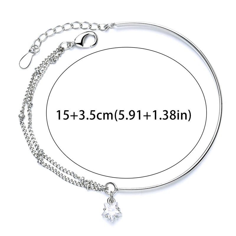 Vòng Tay Dây Xích Đôi Bằng Bạc Đính Ngôi Sao Năm Cánh Margot3 Cho Nữ