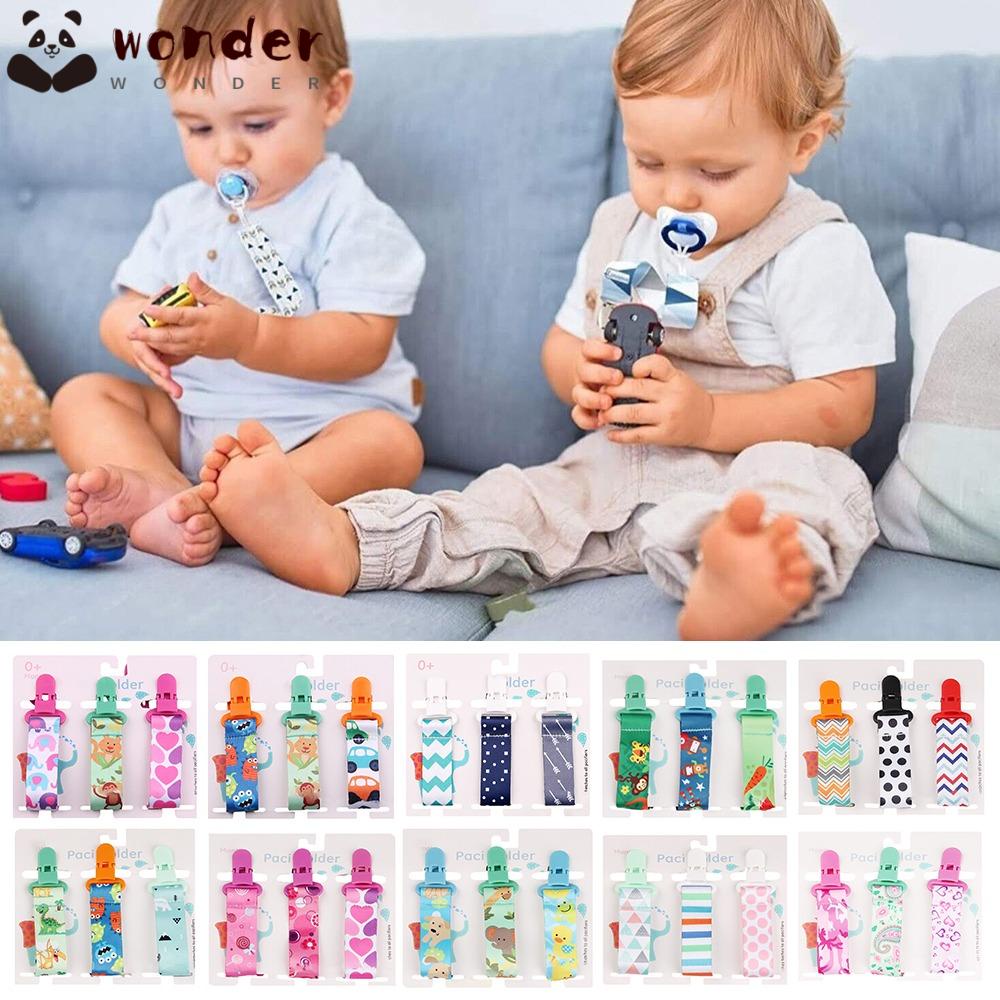 WONDER Set 3 Dây Kẹp Núm Vú Giả Họa Tiết Hoạt Hình Nhỏ Gọn Cho Bé Sơ Sinh