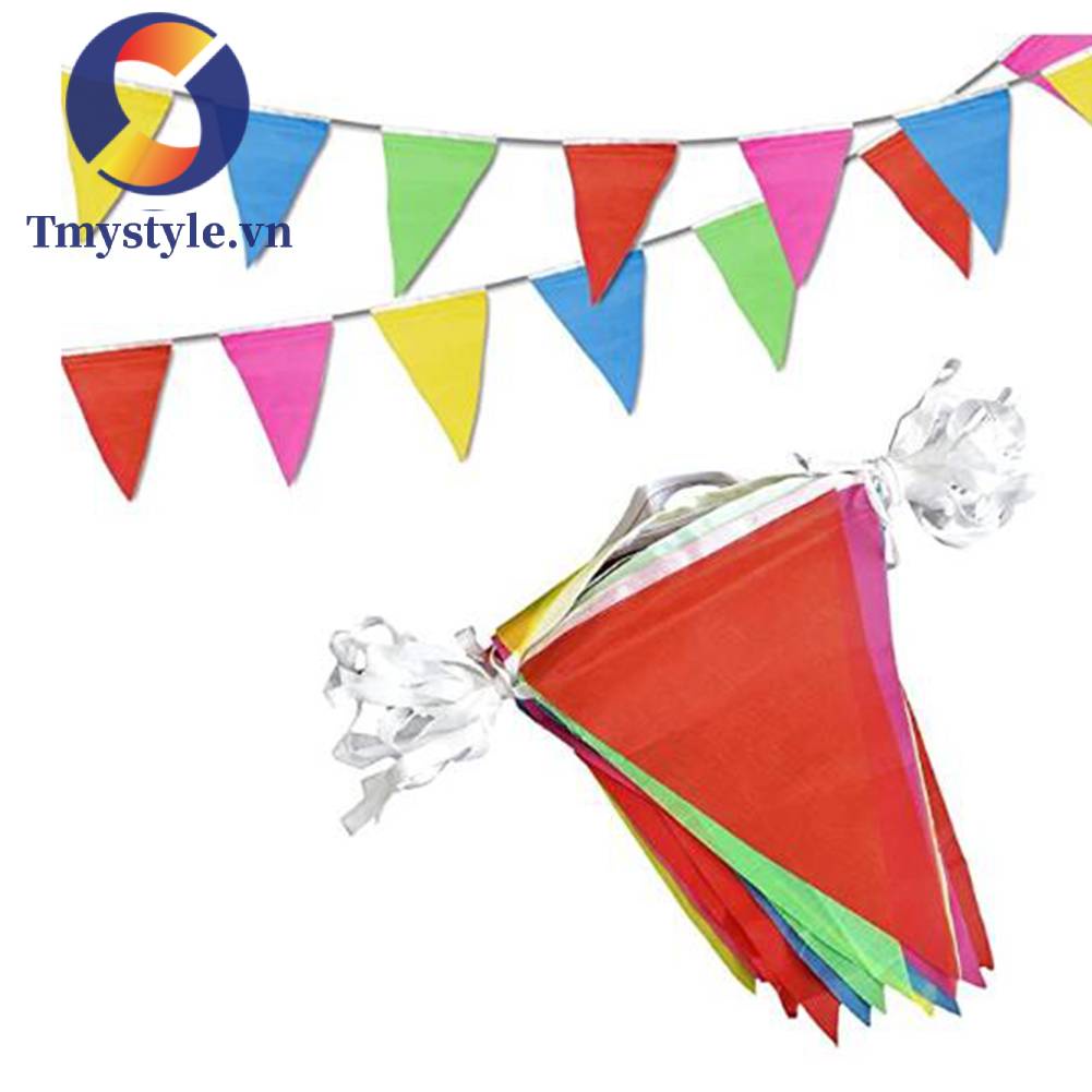 Dây Cờ Tam Giác 40m Bằng Polyester Nhiều Màu Trang Trí Bữa Tiệc