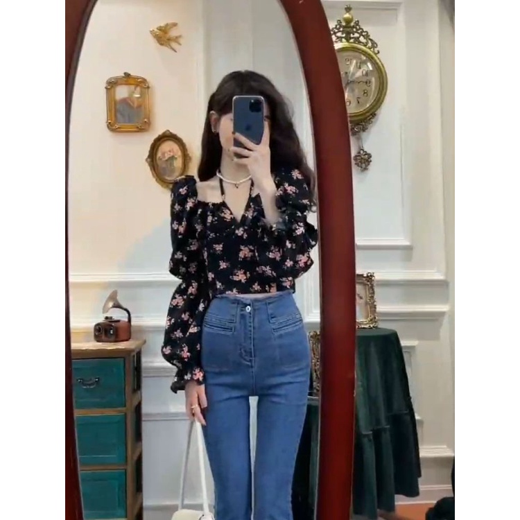 Áo Chiffon Tay Dài Cổ Yếm Dáng Ôm Màu Sắc Thời Trang 2023