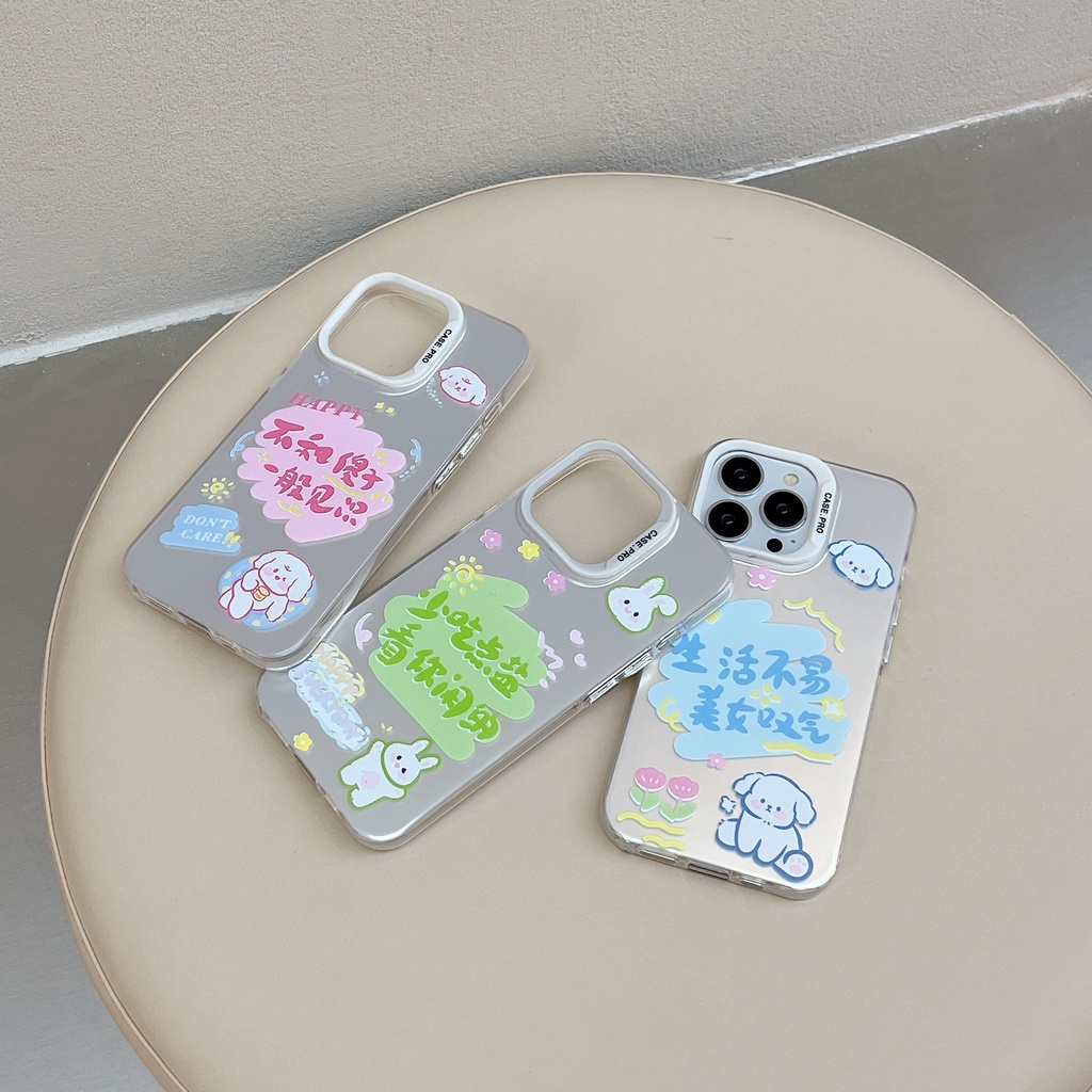Ốp Điện Thoại IMD Mạ Điện Hai Mặt Chống Sốc Hình Thỏ Cún Cho Apple IPhone 14 13 12 11 Pro Max