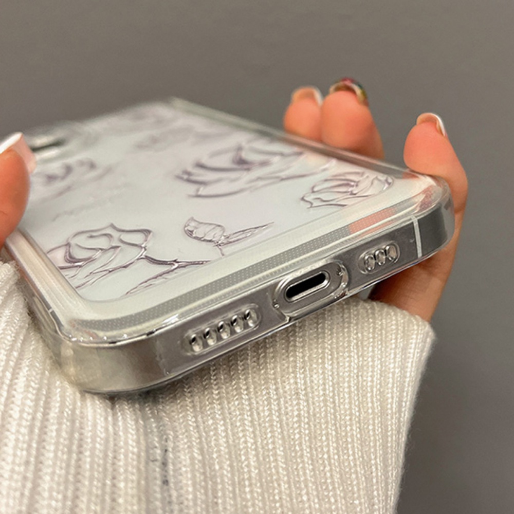 Ốp Điện Thoại TPU Mềm Trong Suốt Họa Tiết Hoa Hồng Đơn Giản Chống Sốc Cho IPhone 14 13 12 11 Pro Max X XR 8 7 Plus