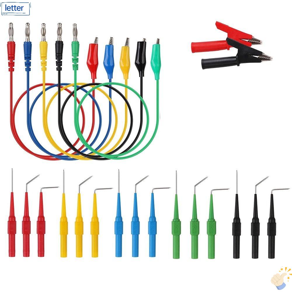 LET Bộ 22 Đầu Dò Thử Điện Vạn Năng 3.3ft Kẹp Cá Sấu PVC 4mm (Thẳng / 90 Độ, 135 Độ) Kẹp Cá Sấu 4mm Cho Công Nghiệp