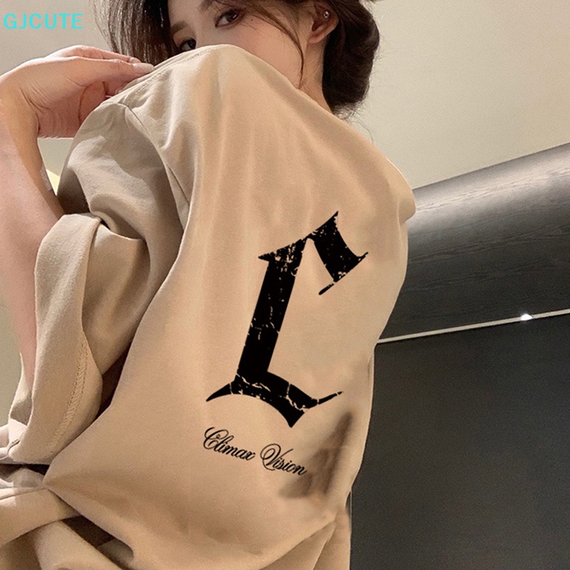 Áo Thun Nữ Cổ Tròn Ngắn Tay In Chữ Phong Cách Retro Mỹ
