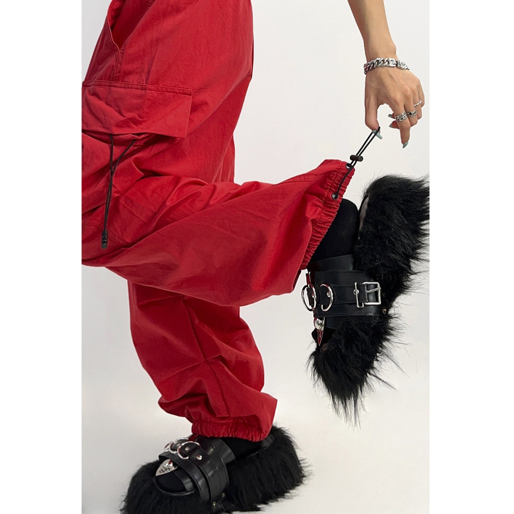 Quần Dài Ống Rộng Kiểu Dây Rút Phong Cách hiphop Cá Tính