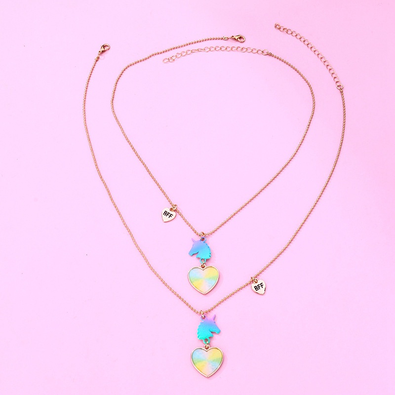 Bộ 2 Vòng cổ Tình Bạn Mặt Hình Ngựa Một Sừng Dễ Thương