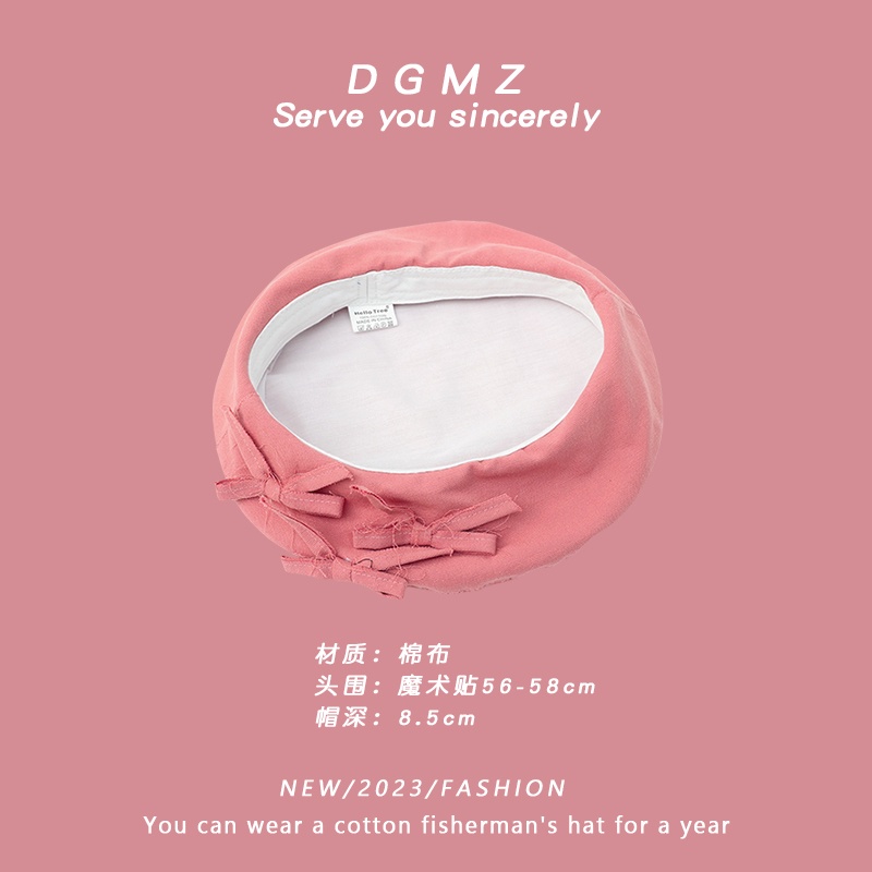 Mũ Beret Màu Hồng Đính Nơ Dễ Thương Ngọt Ngào Phong Cách Hàn Quốc Cho Nữ