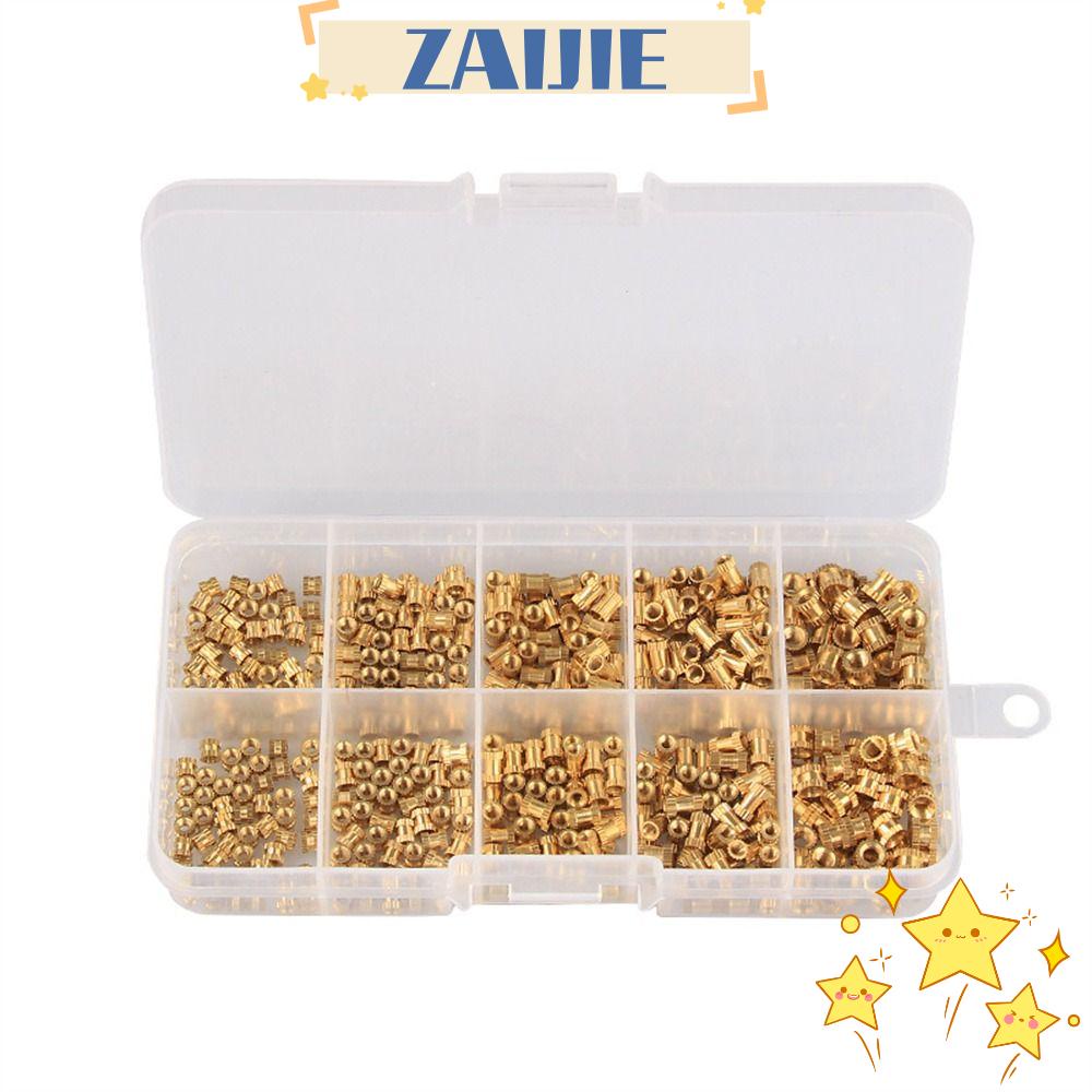 ZAIJIE24 Bộ 500 Đai Ốc M2 M2.5 M3 Bằng Đồng Thau Cho Máy In 3D