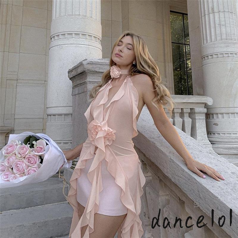 Đầm Midi Nhảy Múa 1O1 Không Tay Nhún Bèo Màu Trơn Thời Trang Mùa Hè Cho