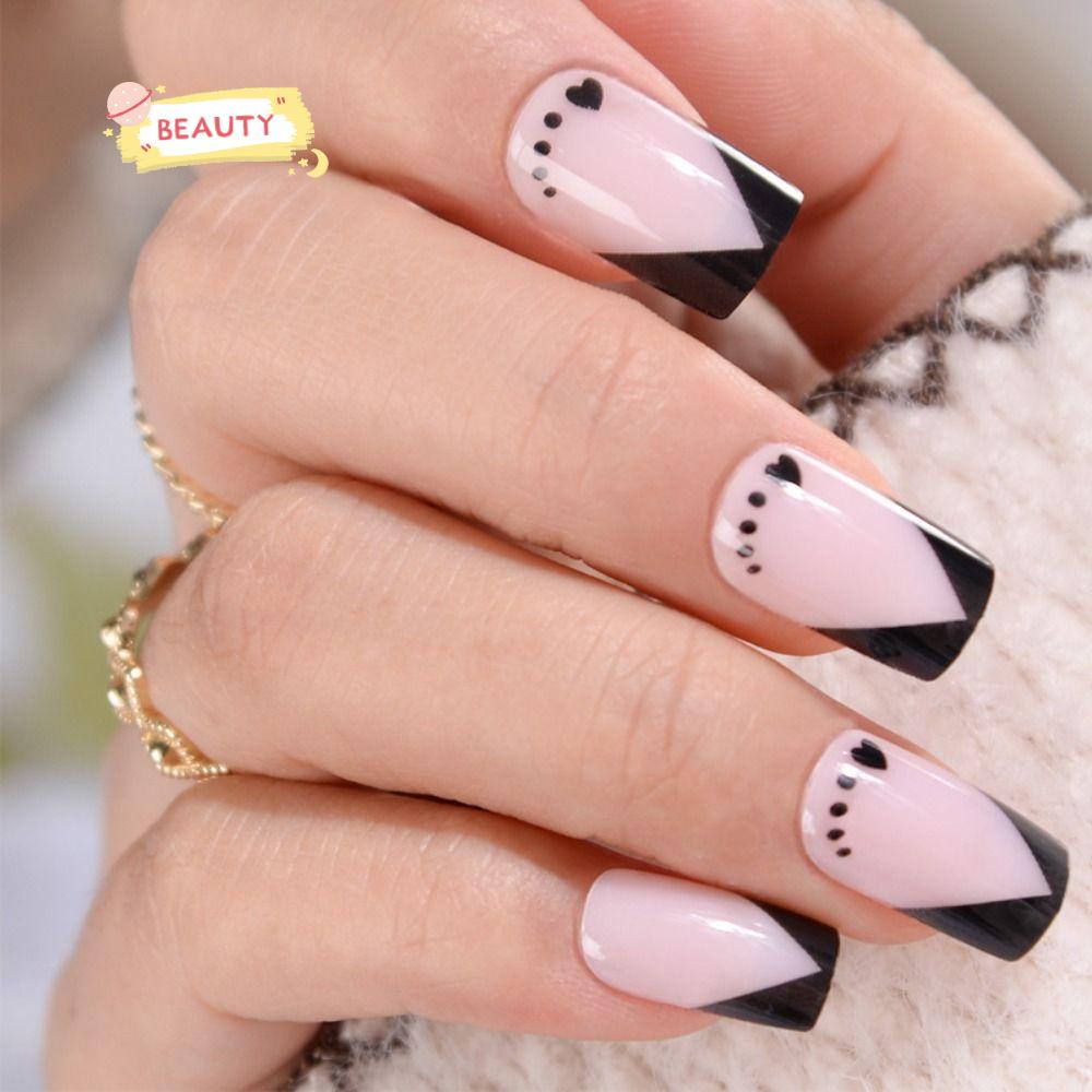 BEAUTY Bộ Móng Tay Giả Hình Trái Tim Có Thể Tháo Rời DIY