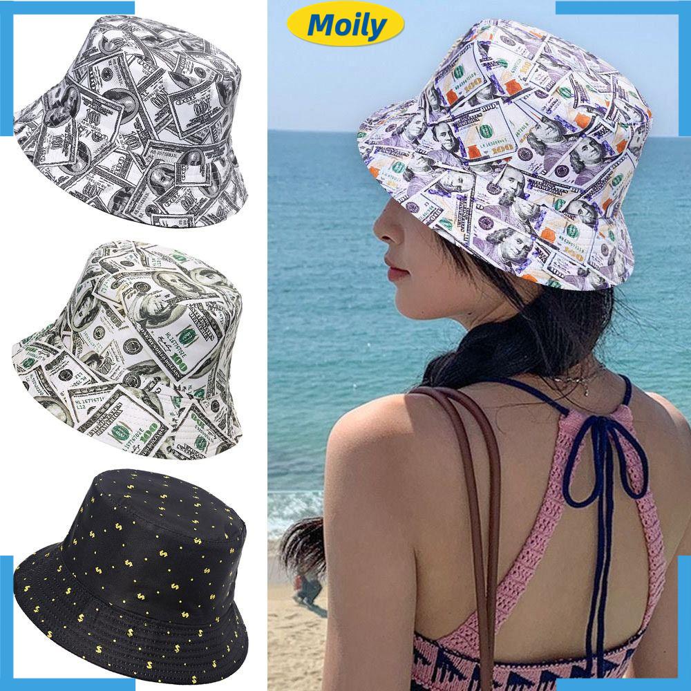 MOILYVN Mũ Bucket Hai Mặt Vành Rộng Kiểu Dáng Đơn Giản Xinh Xắn