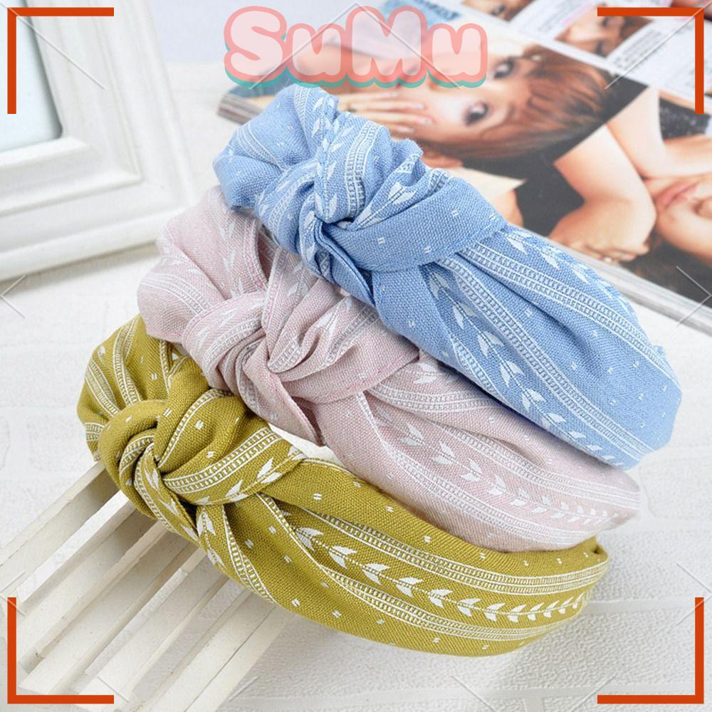 SUMU Băng Đô Cài Tóc Bản Rộng Thắt Nút Nhiều Màu Tinh Tế Thời Trang Cho Nữ