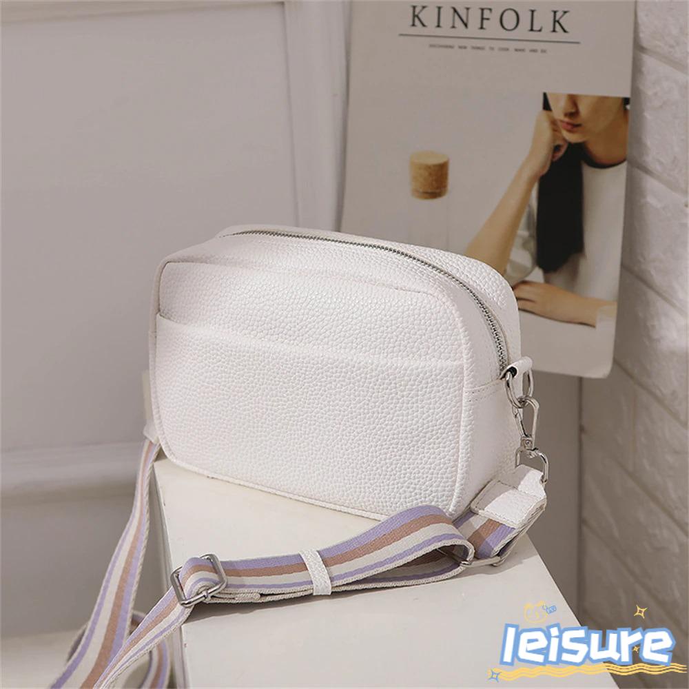 LEISURE Túi Đeo Vai Màu Trơn Dây Bản Rộng Thời Trang Cho Nữ Màu Sắc