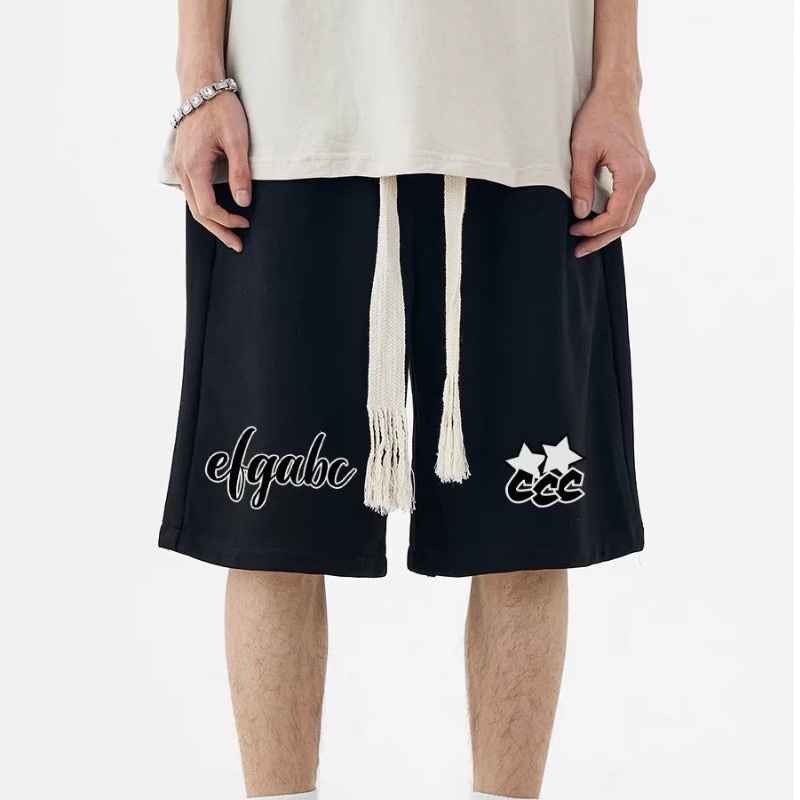 Quần Short Thể Thao Bóng Rổ Dáng Rộng Phối Dây Rút Màu Đen In Họa Tiết Chaopai Phong Cách hip hop Đường Phố Mỹ Unisex M-5XL