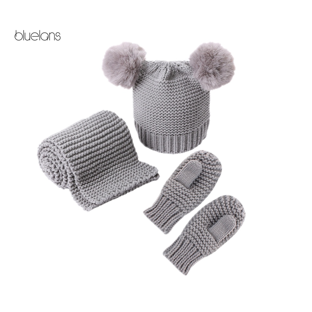 Set Mũ Len Kèm Găng Tay Màu Sắc Xinh Xắn Cho Bé
