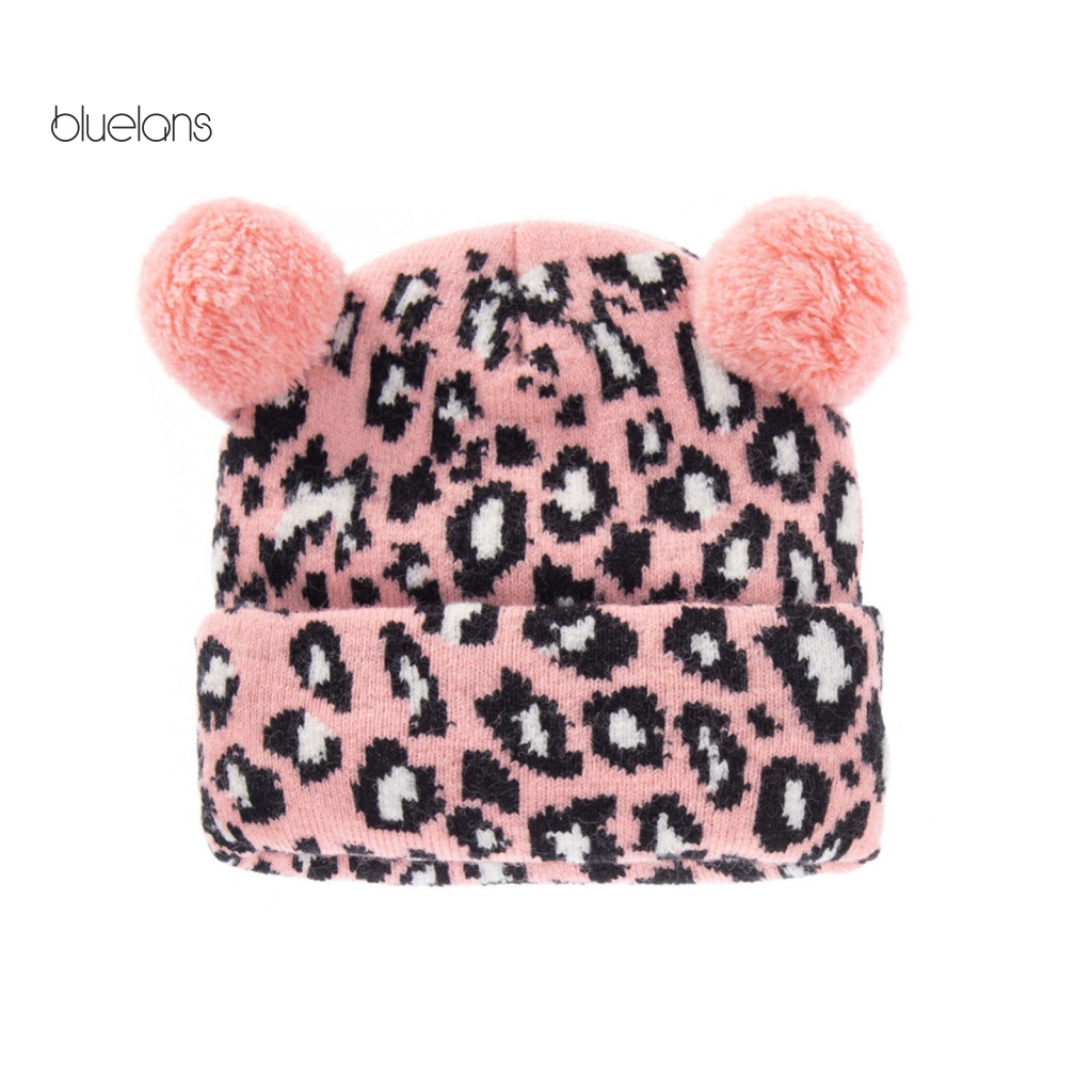 1 Bộ Găng Tay Và Nón Len Họa Tiết Da Báo Cho Bé 0-3 Tuổi