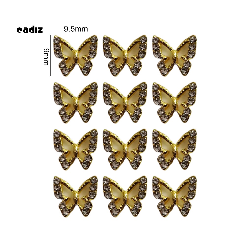 Bộ 20 Phụ Kiện Trang Trí Móng Tay Hình Bướm Bằng Hợp Kim Đính Đá Xinh Xắn