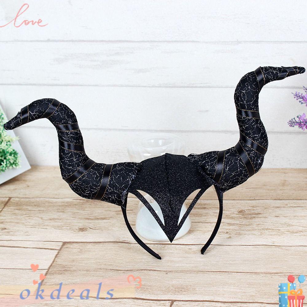 OKDEALS Băng Đô Sừng Dài Hóa Trang Nhân Vật Hoạt Hình Maleficent Màu Đen